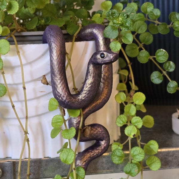 Colgador para planta serpiente – Maceta impresa en 3D de resina con colores iridiscentes, decoración holográfica para plantas