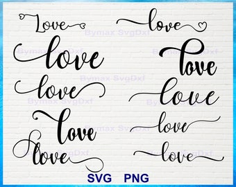 Love Svg, Svg Bundle, Love Word Svg, Fancy Word Svg, Dekorative Liebe Svg, Liebe Wort Svg, Liebe Wort Svg