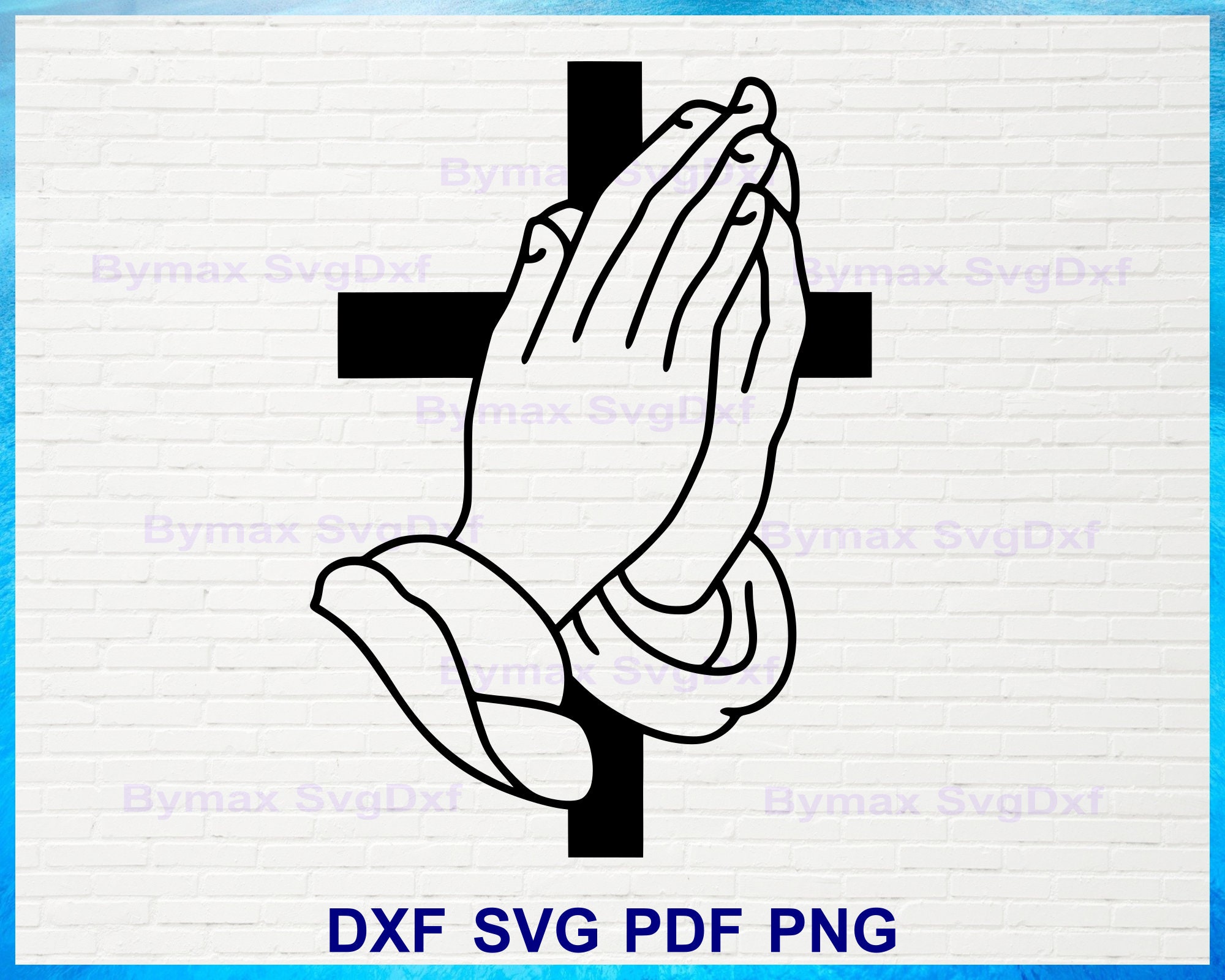 Praying Hands Patch 5, Realistic Religious Christian Cross