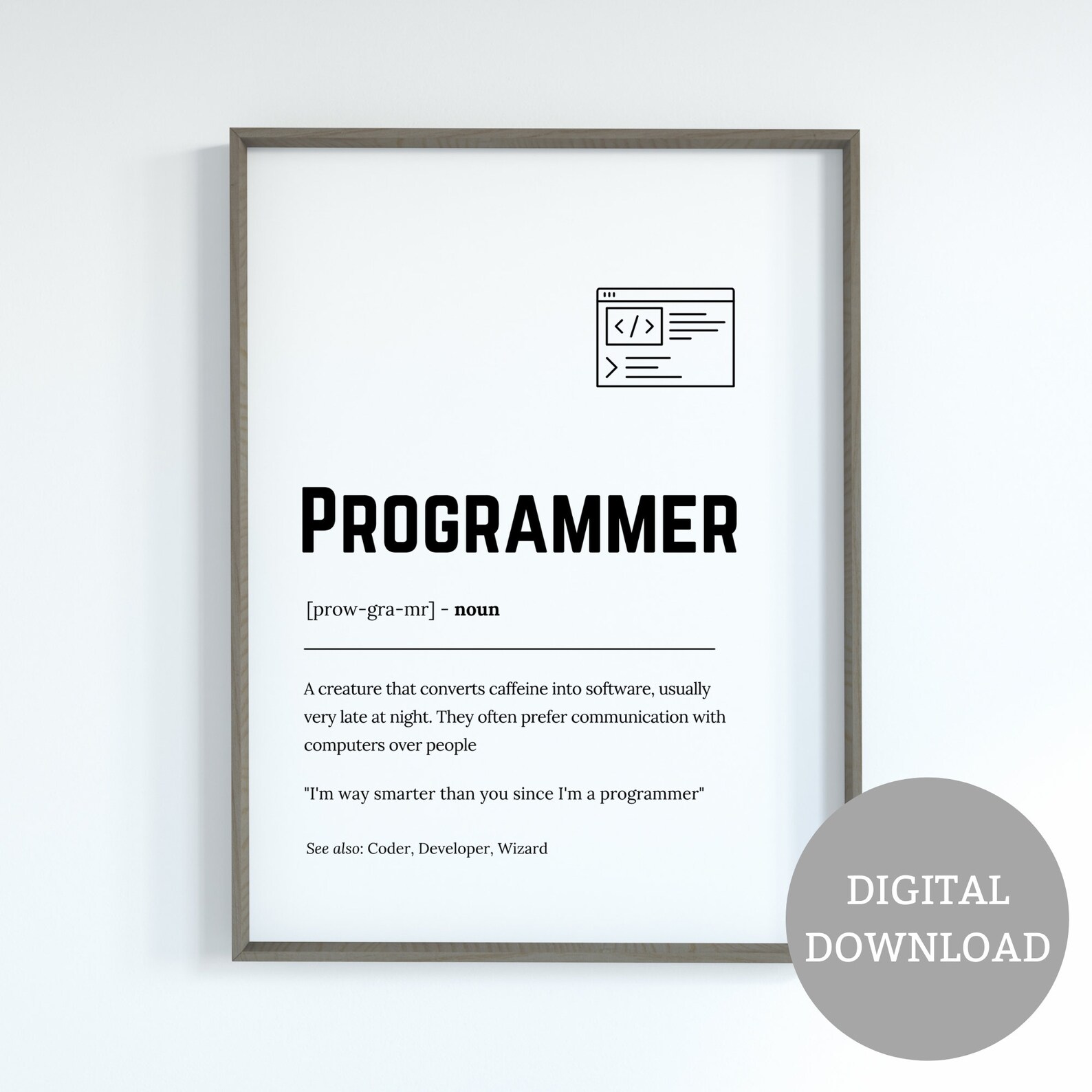 Printable Programmer Definition Art for Geeks, Digital Download, Funny ...