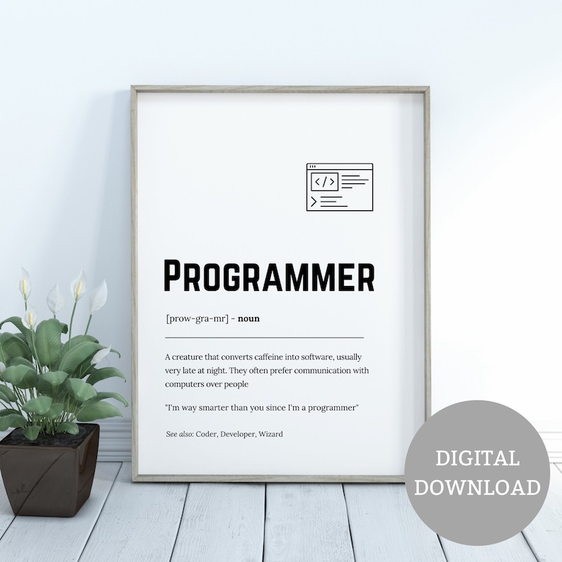 Printable Programmer Definition Art for Geeks, Digital Download, Funny ...