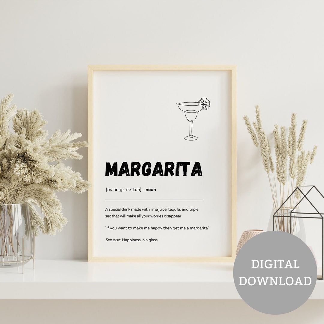 Margarita Definition Print Margarita Decor Margarita Wall Art Bar Cart