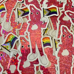 Shrimpy Pride glitter sticker