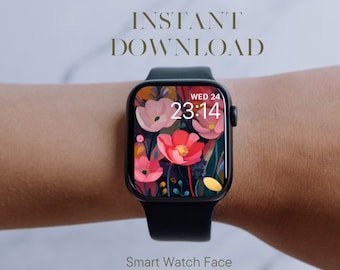 Pretty Apple Watch Face Flowers, Cute Apple Watch Face, Digital Download Apple Watch Face, Apple Watch Wallpaper, Smart Watch Background