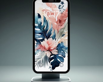 Watercolor Phone Wallpaper, Floral Watercolor Phone Background, Watercolor Flowers, Digital Phone Wallpaper, Digital Download, Florwes