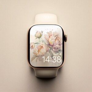 Peonie acquerello Apple Watch Face, Fiori quadranti femminili, Quadrante Apple Watch acquerello, Carta da parati Apple Watch, Peonie acquerello