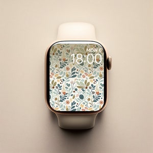 Quadrante dell'orologio Apple floreale, fiori del quadrante dell'orologio femminile, quadrante dell'orologio Apple dell'acquerello, carta da parati dell'orologio floreale, carta da parati dell'orologio femminile