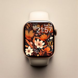 Autumn Watch Face, Floral Watch Face, Apple Watch Background, Watch Wallpaper, Autumn Colours Background, Smart Watch Face