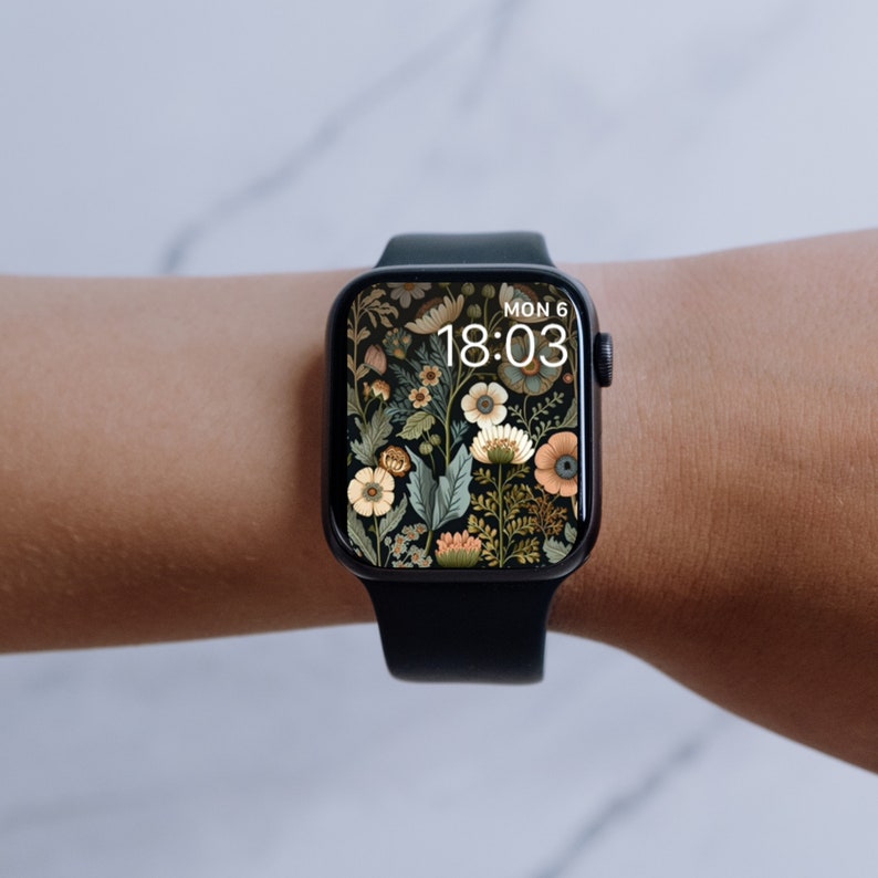 Floral Apple Watch Face, Feminine Watch Face Flowers, Watercolor Apple Watch Face, Floral Watch Wallpaper, Feminine Watch Wallapaper image 3