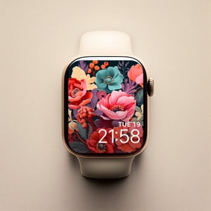 Autumn Watch Face, Floral Watch Face, Apple Watch Background, Watch Wallpaper, Autumn Colours Background, Smart Watch Face