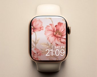 Pink Flowers Apple Watch Face, Summer Watch Face, Floral Art Apple Watch Face, Apple Watch Wallpaper, Summer Watch Wallpaper