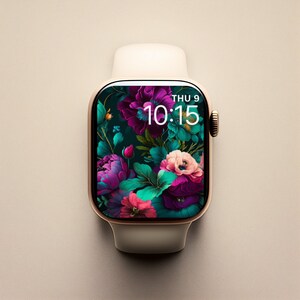 Quadrante dell'orologio Apple floreale, arte per i fiori del quadrante dell'orologio, quadrante dell'orologio Apple dei fiori, carta da parati dell'orologio floreale, carta da parati femminile dell'orologio