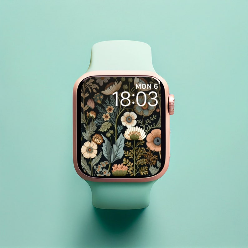 Floral Apple Watch Face, Feminine Watch Face Flowers, Watercolor Apple Watch Face, Floral Watch Wallpaper, Feminine Watch Wallapaper image 2