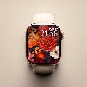 Autumn Watch Face, Floral Watch Face, Apple Watch Background, Watch Wallpaper, Autumn Colours Background, Smart Watch Face