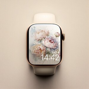 Peonie acquerello Apple Watch Face, Fiori quadranti femminili, Quadrante Apple Watch acquerello, Carta da parati Apple Watch, Peonie acquerello
