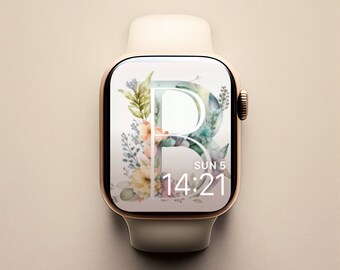 Initial Apple Watch Face, Feminine Watch Face Flowers, Watercolor Apple Watch Face, Personal Inital Watch Face, Watercolor letter B