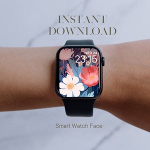 Floral Apple Watch Face Flowers, Apple Watch Face, Digital Download Apple Watch Face, Apple Watch Wallpaper, Smart Watch Background