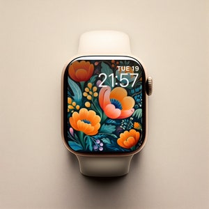 Autumn Watch Face, Floral Watch Face, Apple Watch Background, Watch Wallpaper, Autumn Colours Background, Smart Watch Face