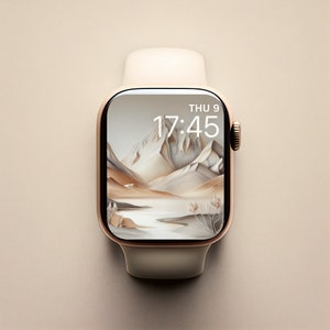 Quadrante Smart Watch, quadrante Apple Watch, carta da parati montagna, quadrante Art Watch, quadrante Apple Apple beige, download digitale, colori chiari