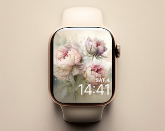 Watercolor Peonies Apple Watch Face, Feminine Watch Face Flowers, Watercolor Apple Watch Face, Apple Watch Wallpaper, Watercolor Peonies