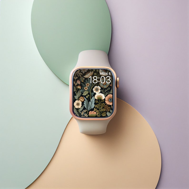 Floral Apple Watch Face, Feminine Watch Face Flowers, Watercolor Apple Watch Face, Floral Watch Wallpaper, Feminine Watch Wallapaper image 4