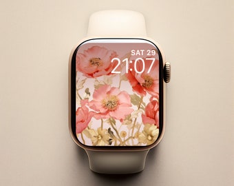 Pink Apple Watch Face, Summer Watch Face, Floral Art Apple Watch Face, Apple Watch Wallpaper, Summer Watch Wallpaper