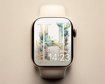 Initial Apple Watch Face, Feminine Watch Face Flowers, Watercolor Apple Watch Face, Personal Inital Watch Face, Watercolor letter H