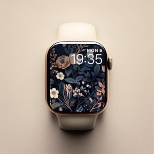 Quadrante dell'orologio Apple floreale, fiori del quadrante dell'orologio femminile, quadrante dell'orologio Apple dell'acquerello, carta da parati dell'orologio floreale, carta da parati dell'orologio femminile