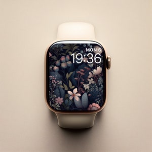 Quadrante dell'orologio Apple floreale, fiori del quadrante dell'orologio femminile, quadrante dell'orologio Apple dell'acquerello, carta da parati dell'orologio floreale, carta da parati dell'orologio femminile