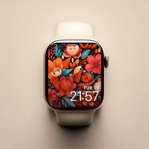 Autumn Watch Face, Floral Watch Face, Apple Watch Background, Watch Wallpaper, Autumn Colours Background, Smart Watch Face