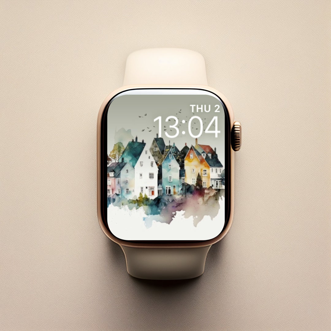 Watch Face Colour In Watercolor House Watch Face, Artsy Watch Face, Watch Face, Art for ...