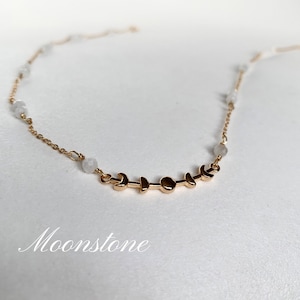 Moonstone necklace dainty jewelry moon phases gold plated crystal necklace stone of divine wisdom Wiccan jewelry spiritual healing for her