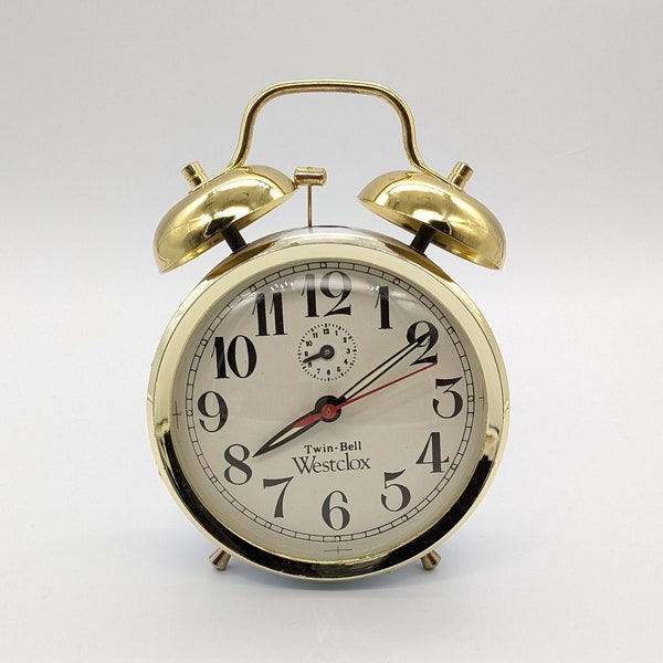 Vintage 1960s Westclox Twin Bell Wind-Up Alarm Clock - Retro Charm & Reliable Functionality - Classic Decor Accent