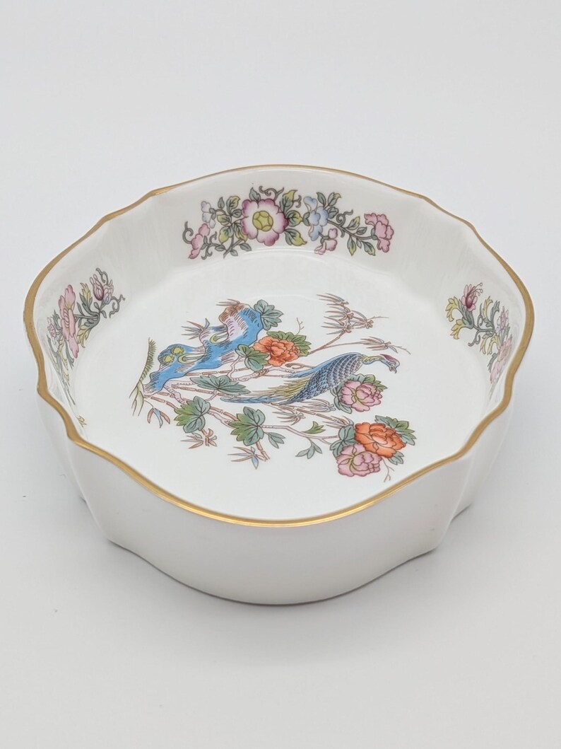 Vintage Wedgwood Kutani Crane Bone China Trinket Dish, Gold Trim Asian Decor image 7