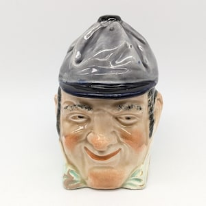 Antique Josef Strnact Figural Tobacco Jar, Rare Austrian-Hungarian Empire Ceramic, Jockey Head Design, Collectible Bohemian Art Piece