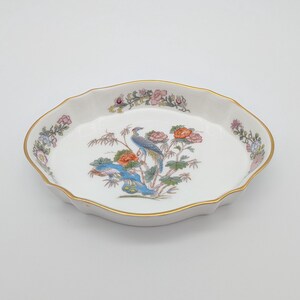 Vintage Wedgwood Kutani Crane Bone China Trinket Dish, Gold Trim Asian Decor image 1