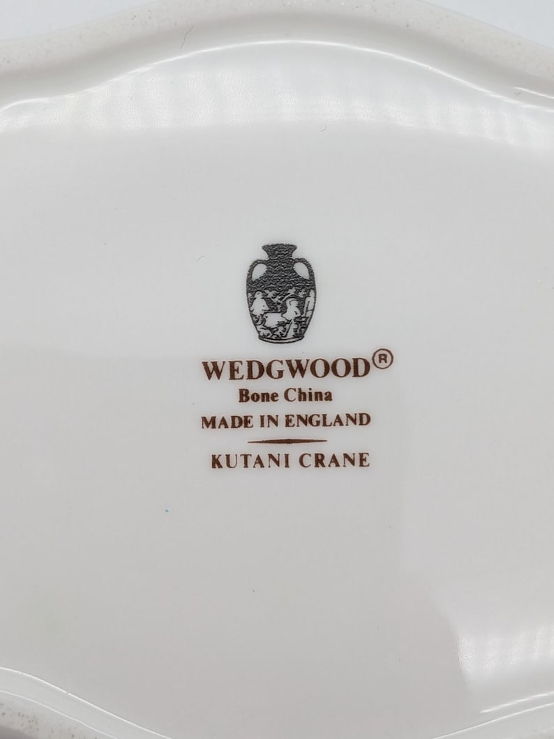 Vintage Wedgwood Kutani Crane Bone China Trinket Dish, Gold Trim Asian Decor image 9