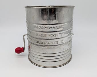 Vintage Bromwell's Flour Sifter, Five Cup, Farmhouse Kitchen Decor