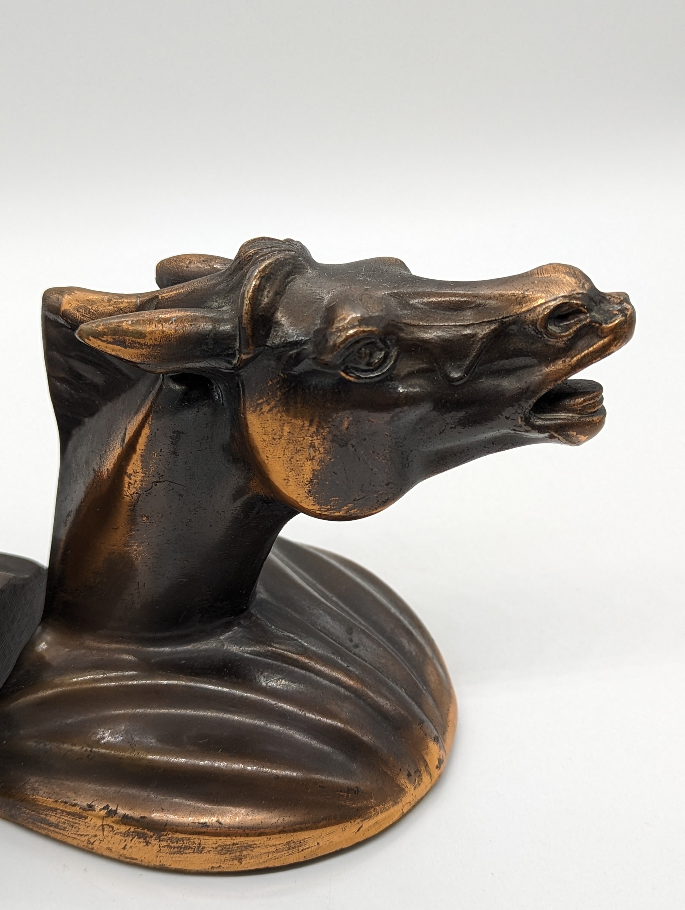 Vintage Art Deco Bronze Finish Horse Head Book Ends - A Canadian