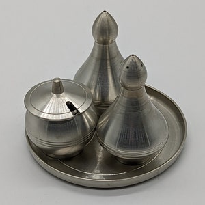 Salières et poivrières en étain design du milieu du siècle