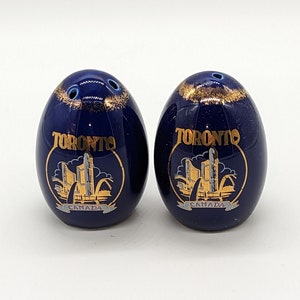 Vintage Blue Egg Toronto Salt & Pepper Shakers
