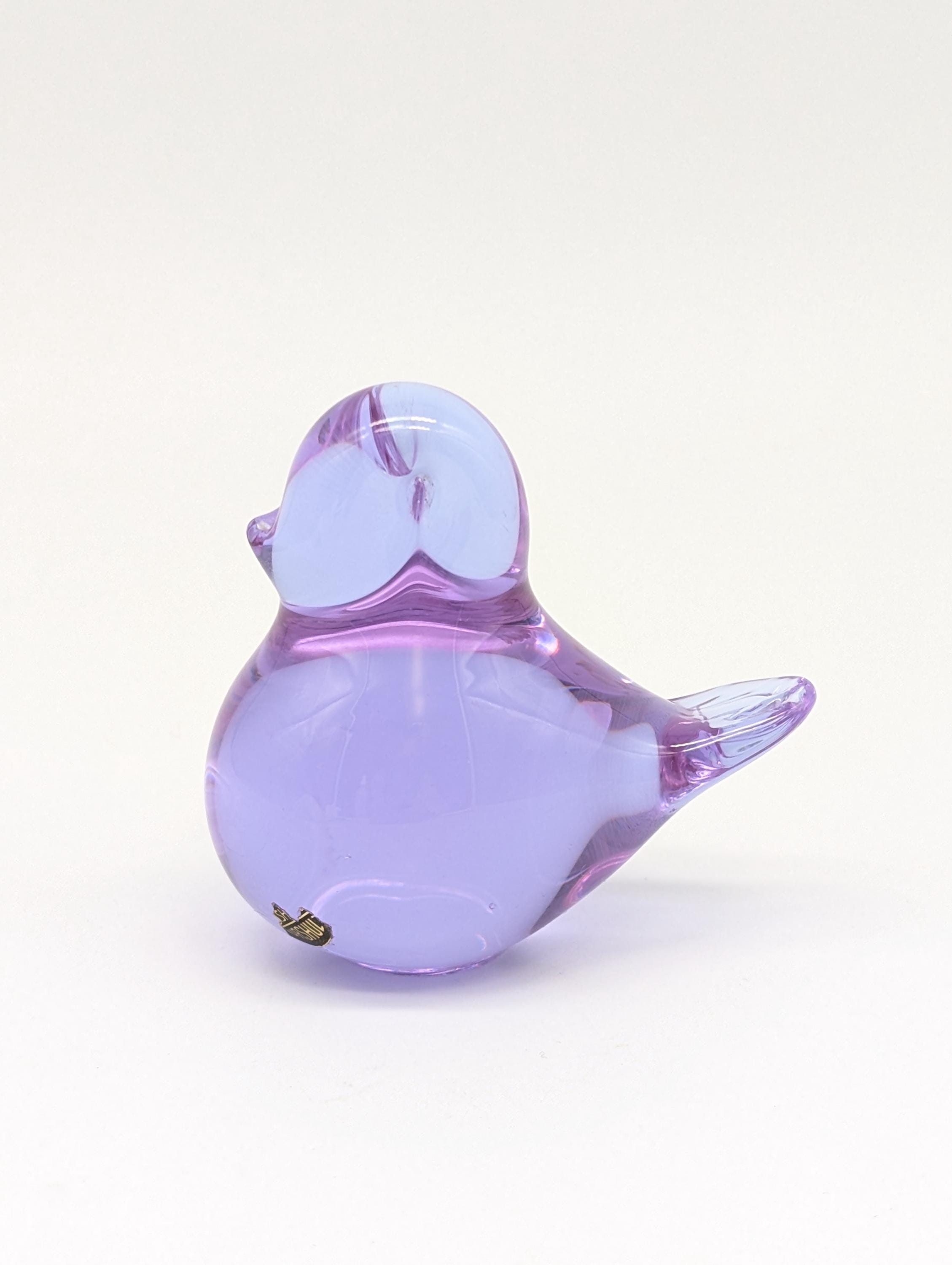 Vintage Swedish Purple Glass Bird by Konst Glashyttan Urshult