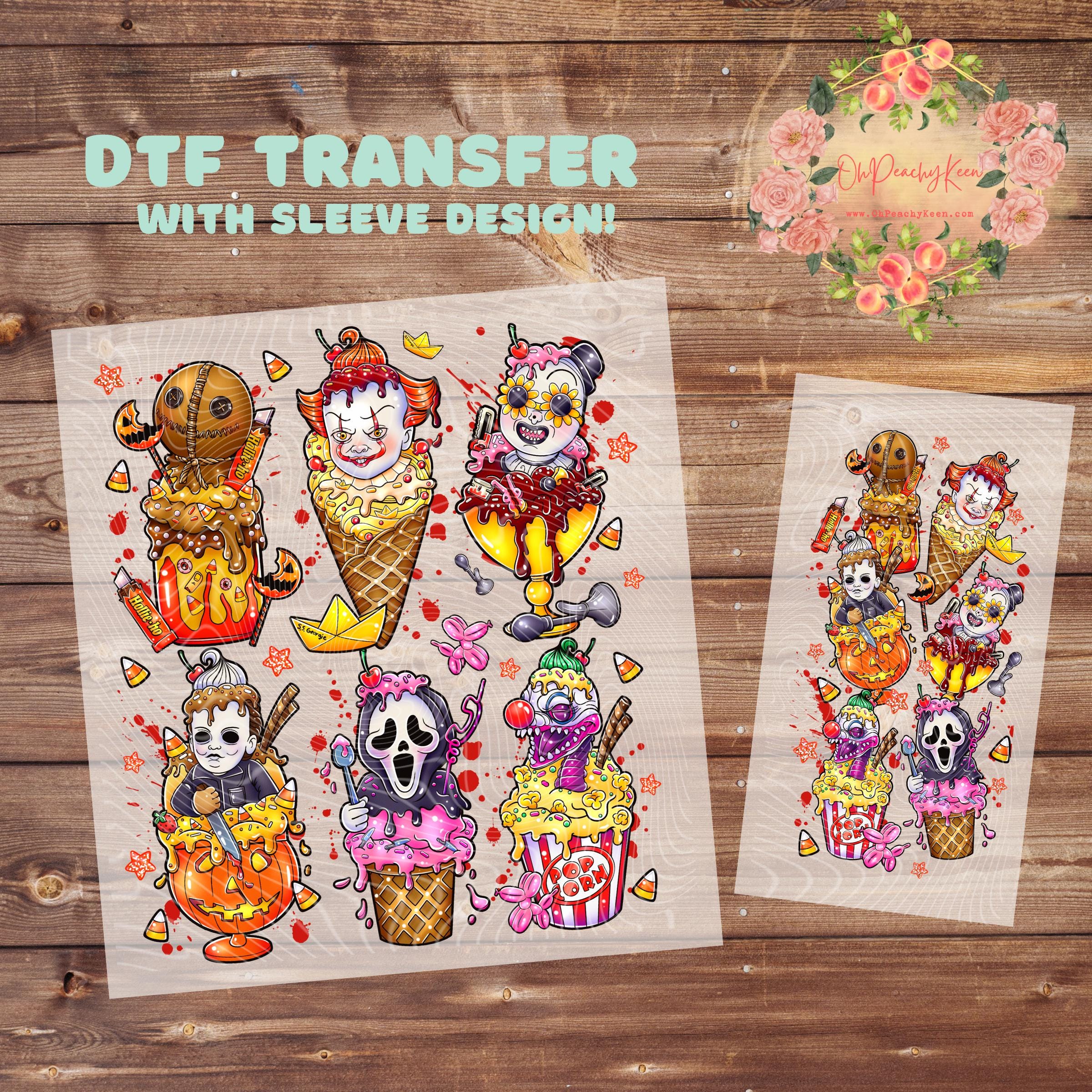 Horror Movie Icecreams with sleeve design DTF Transfer, Ready To Press Transfer, DTF Transfer, Direct To Film Transfer, Halloween dtf