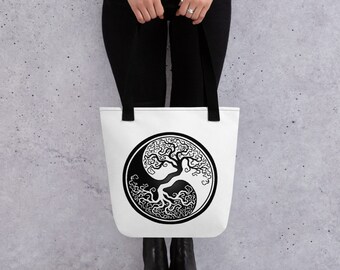 Árbol de la Vida Yin Yang bolsa de mano