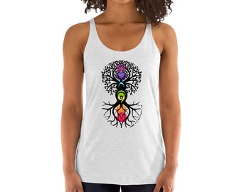 Camiseta sin mangas con espalda cruzada para mujer Gaia Tree of Life