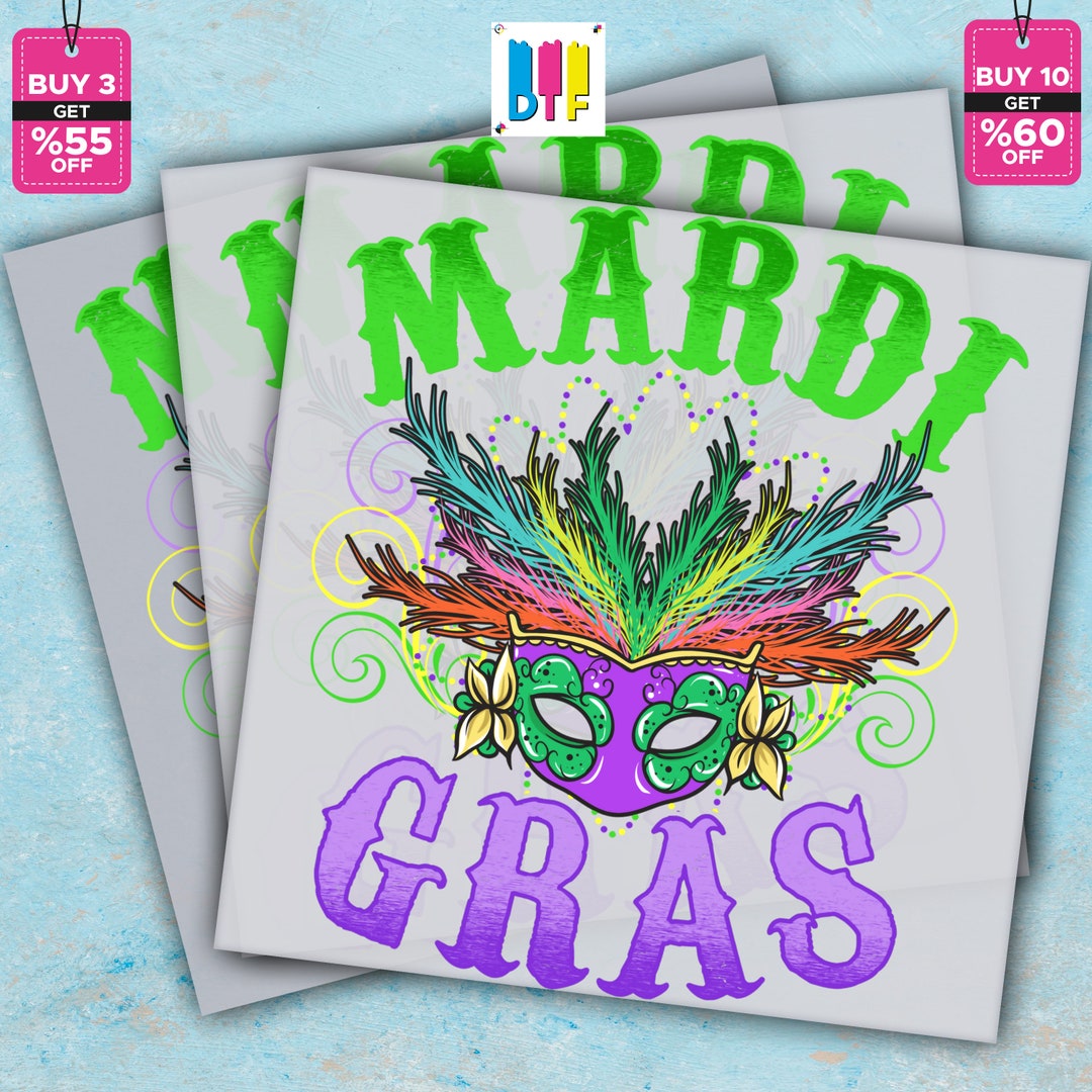 Mardi Gras Mask Print, Ready to Press, Mardi Gras DTF Transfers, High ...