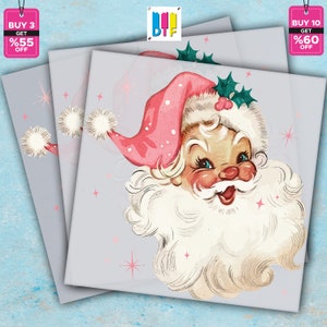 Pink Vintage Santa, Ready to Press, Christmas Santa DTF Transfer, Santa Print, High Quality, Heat Transfer, Direct to Film, Christmas Gift