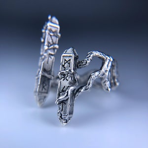 ELSKER - 925 Silver, Ancient Viking Ring, Adjustable, Elder Futhark Runes, Men and Women Rings