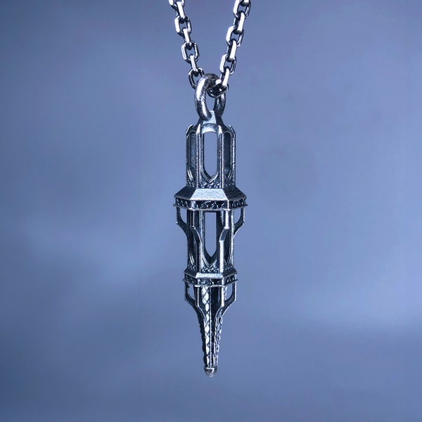 Mens Necklace Spire Pendant - .925 Silver, gothic architecture inspired.