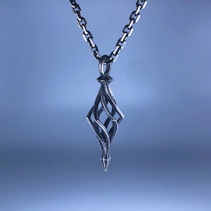 Mens Necklace Wrought Pendant - .925 Silver, gothic architecture inspired.